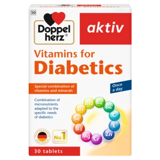 Illustration of the product packaging Doppelherz aktiv Vitamins for Diabetics front view